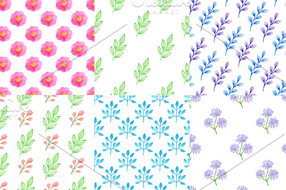 Watercolor Flowers and Leaves in Illustrations - product preview 5