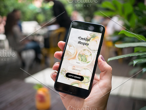 iPhone 7 at coffee garden - x12  in Product Mockups - product preview 4