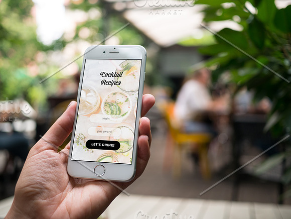 iPhone 7 at coffee garden - x12  in Product Mockups - product preview 5
