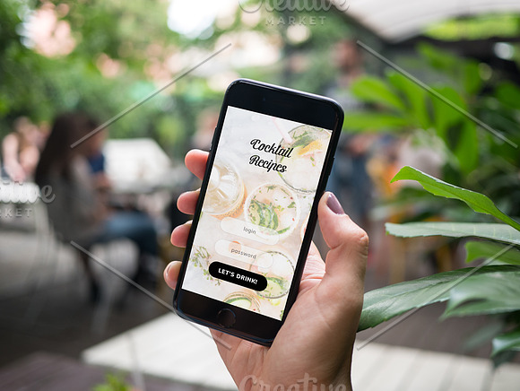 iPhone 7 at coffee garden - x12  in Product Mockups - product preview 6