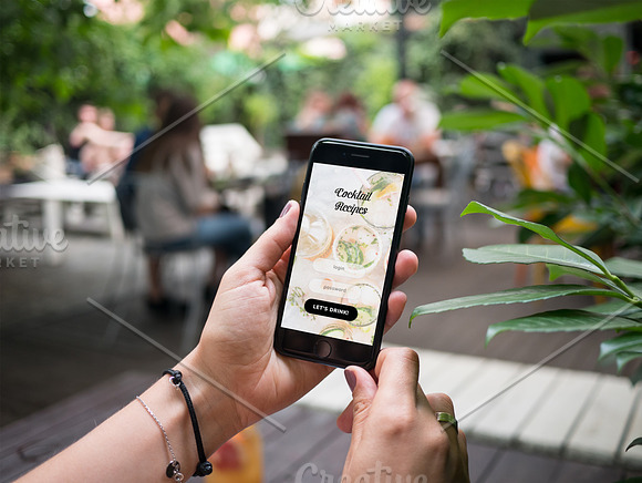 iPhone 7 at coffee garden - x12  in Product Mockups - product preview 7