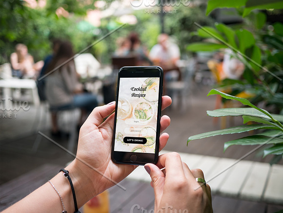 iPhone 7 at coffee garden - x12  in Product Mockups - product preview 8