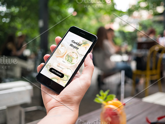 iPhone 7 at coffee garden - x12  in Product Mockups - product preview 9