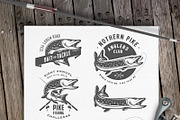Retro pike fishing logos