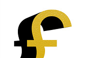 gold gbp sign isolated over white