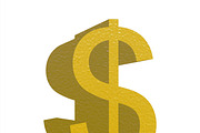 gold usd sign isolated over white