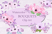 Watercolor Floral bouquets clipart 