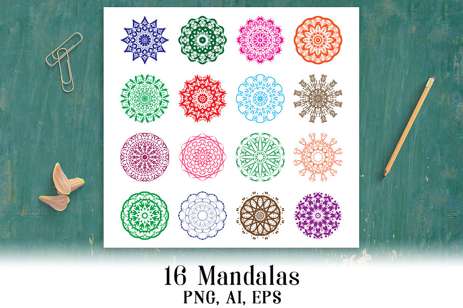 16 Mandalas / Doily Clipart