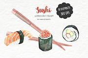 Watercolor Clip Art - Sushi