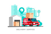 Delivery Truck. Vector Illustrations