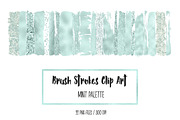 Mint Brush Strokes Clip Art