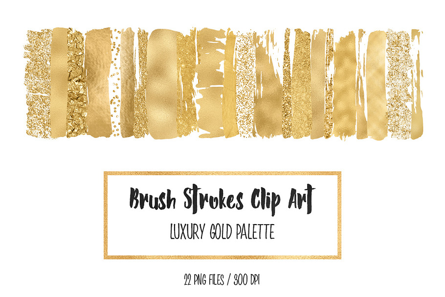 Luxury Gold Brush Strokes Clip Art in Objects - product preview 8