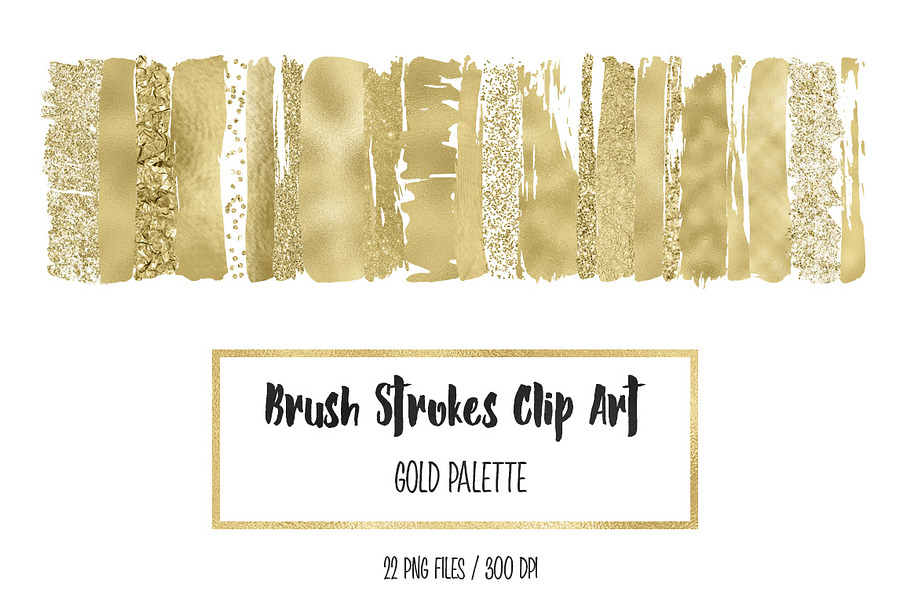 Gold Brush Strokes Clip Art in Objects - product preview 8