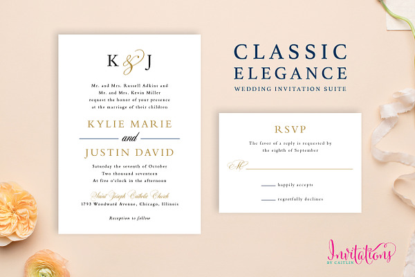 Classic Elegant Wedding Invite Suite