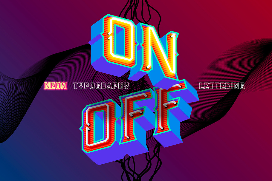 Neon retro lettering in Illustrations - product preview 8