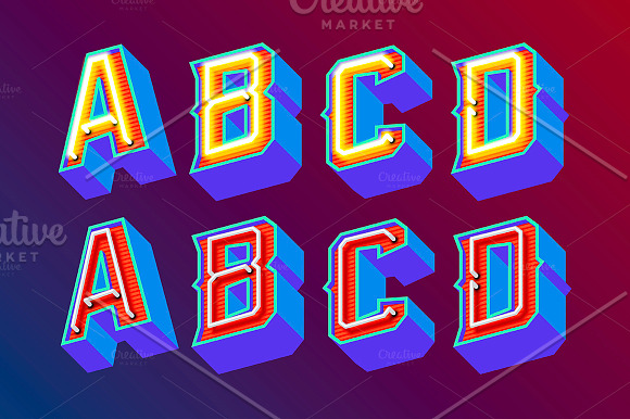 Neon retro lettering in Illustrations - product preview 1