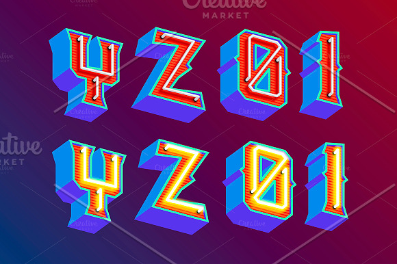 Neon retro lettering in Illustrations - product preview 3
