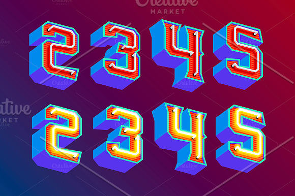 Neon retro lettering in Illustrations - product preview 4