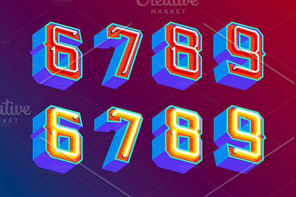 Neon retro lettering in Illustrations - product preview 5