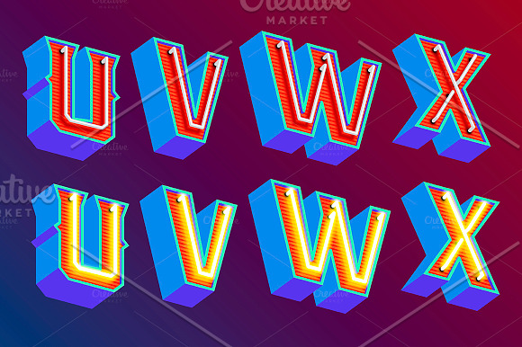 Neon retro lettering in Illustrations - product preview 6