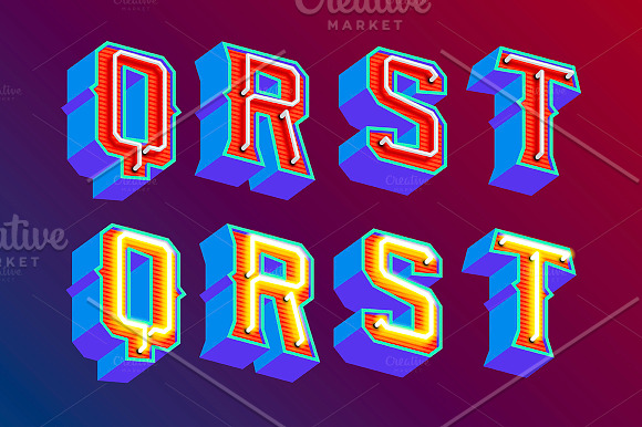 Neon retro lettering in Illustrations - product preview 7