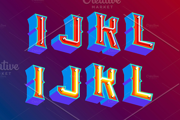 Neon retro lettering in Illustrations - product preview 8