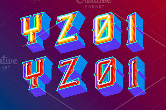 Neon retro lettering in Illustrations - product preview 10