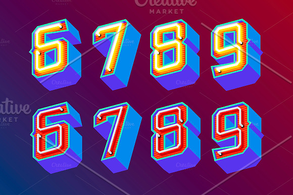 Neon retro lettering in Illustrations - product preview 11
