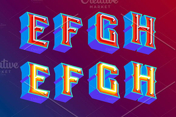 Neon retro lettering in Illustrations - product preview 12
