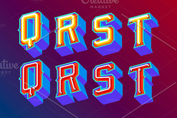 Neon retro lettering in Illustrations - product preview 13