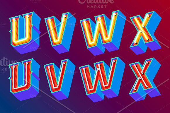 Neon retro lettering in Illustrations - product preview 14