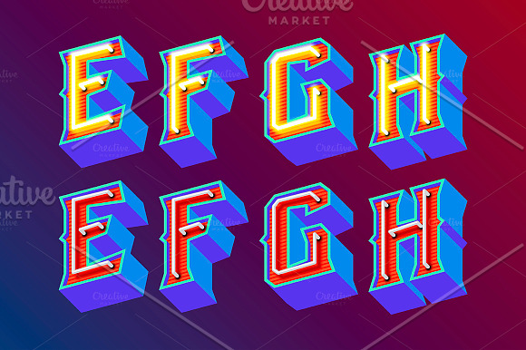Neon retro lettering in Illustrations - product preview 16