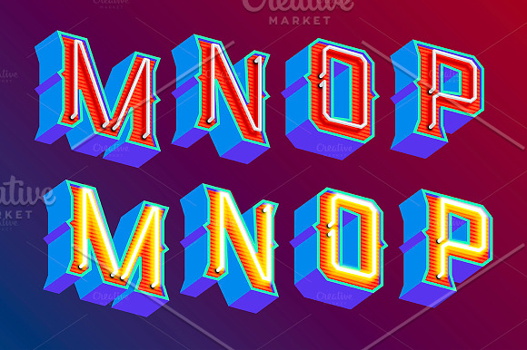 Neon retro lettering in Illustrations - product preview 18