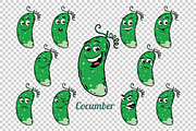 green cucumber emotions characters collection set