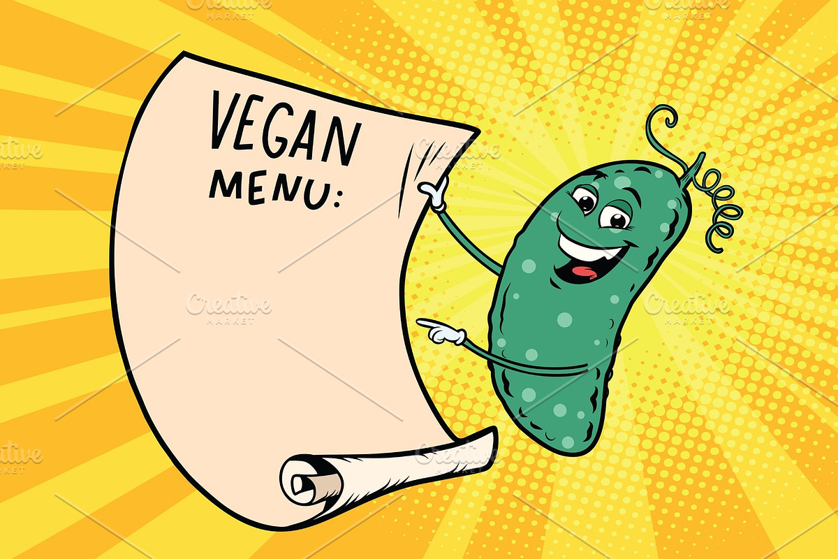 Vegetarian menu announces cucumber in Illustrations - product preview 8