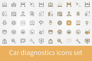 Car diagnostics icons set