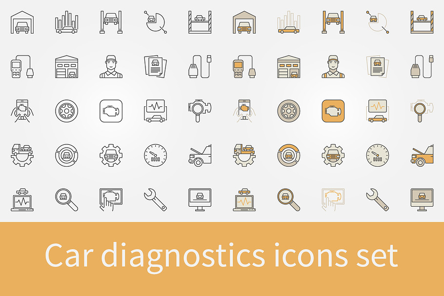 Car diagnostics icons set in Car Icons - product preview 8