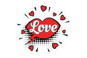 love text heart lips comic word