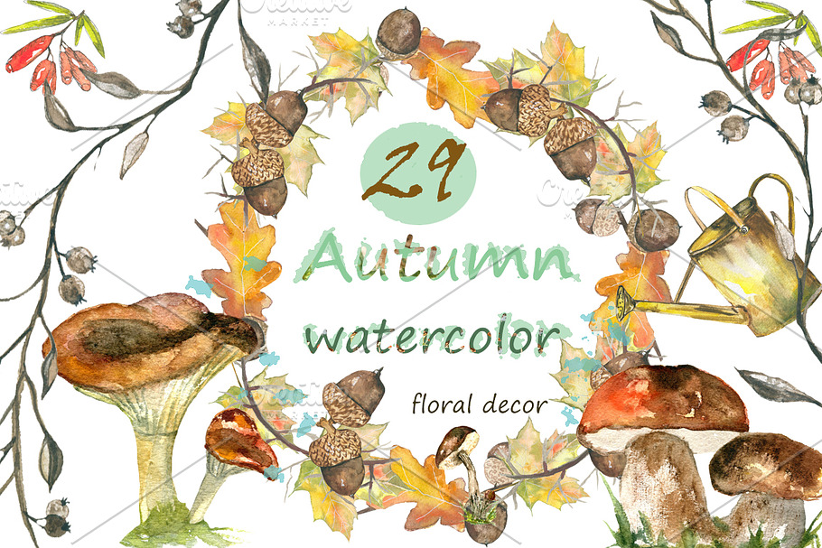 Yellow autumn watercolor in Illustrations - product preview 8
