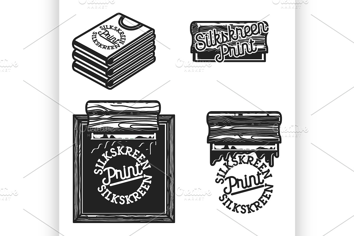 Vintage silkskreen print emblems in Illustrations - product preview 8