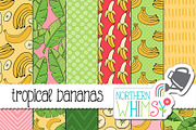 Tropical Banana Seamless Patterns
