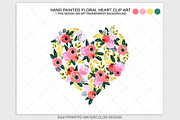 Watercolor Floral Heart Clip Art