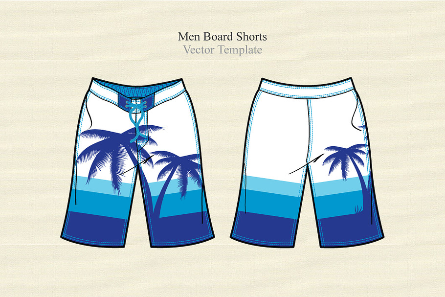 Men Board Shorts Vector Template in Illustrations - product preview 8