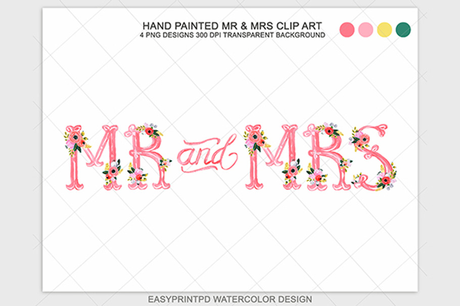 Wedding Mr and Mrs Clip Art Graphic