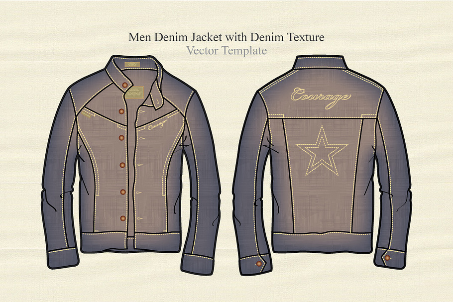 Men Denim Jacket with Denim Texture in Illustrations - product preview 8