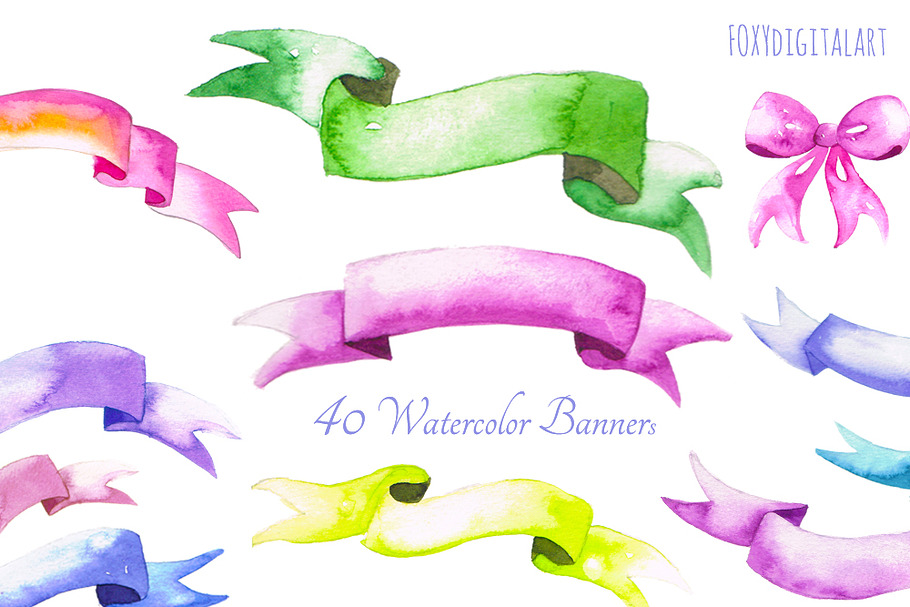 Watercolor Banners Clipart CL56