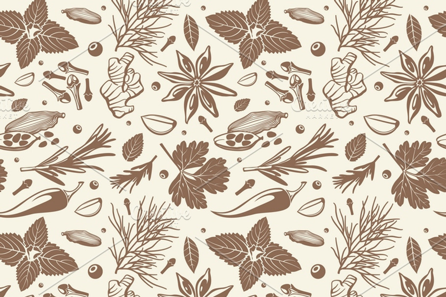 Herbs and spices seamless pattern in Patterns - product preview 8