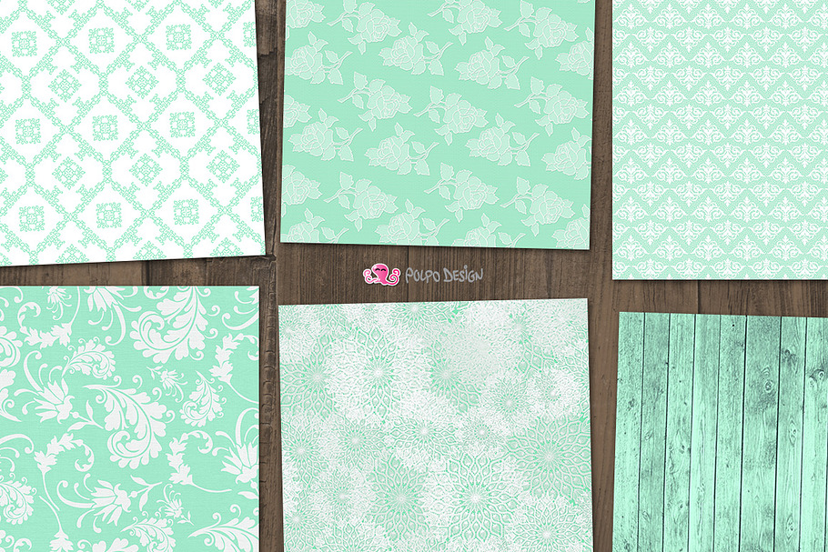 Mint Wedding digital paper in Patterns - product preview 8