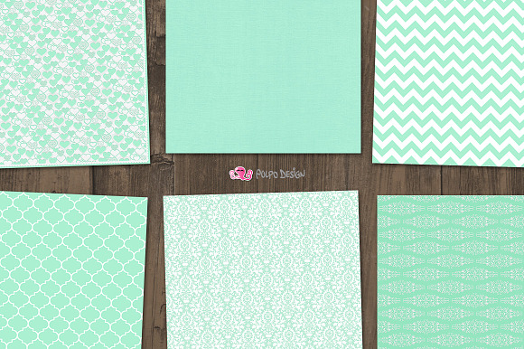 Mint Wedding digital paper in Patterns - product preview 1