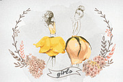 Romantic girls in flower skirt
